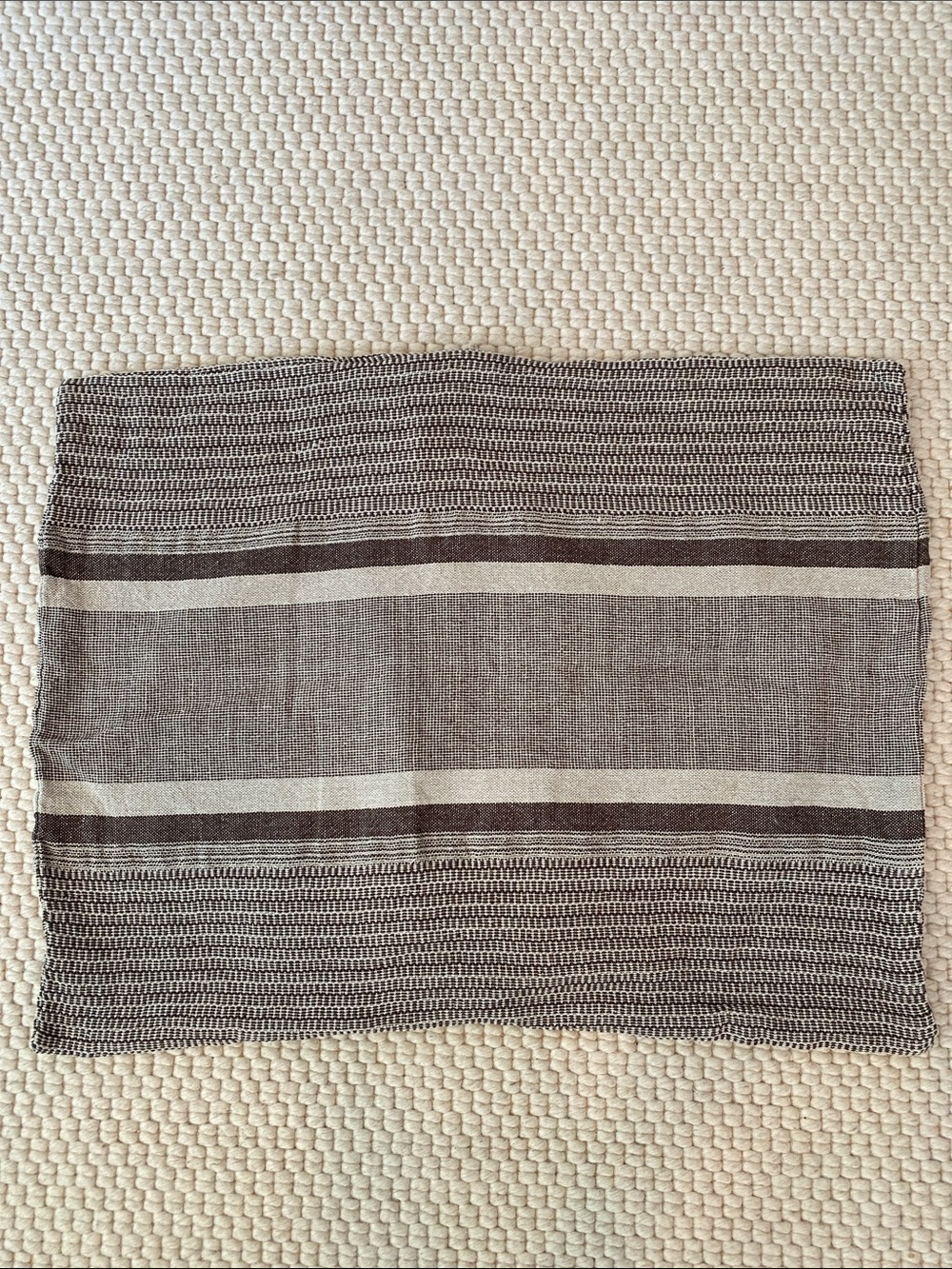 Pine Cone Hill Morocco Linen Brown and Cream Striped Throw Pillow Cover